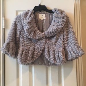 Cropped Light Grey Furry Shrug